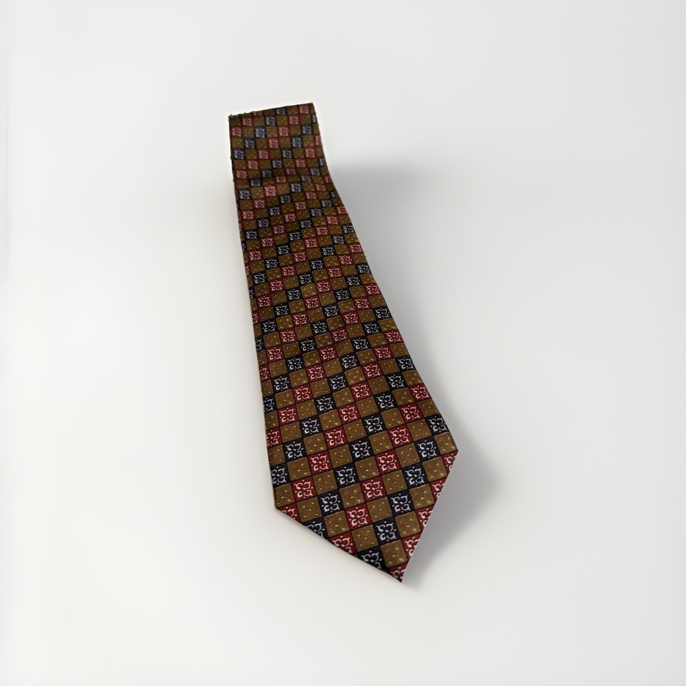 RN 36441 Calvin Klein geometric 100 % Silk necktie